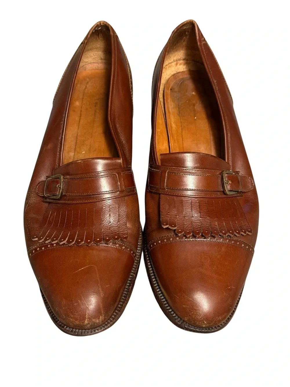 Salvatore Ferragamo Brown Leather Kiltie Monk Strap Loafers Men’s 10.5 D Italy